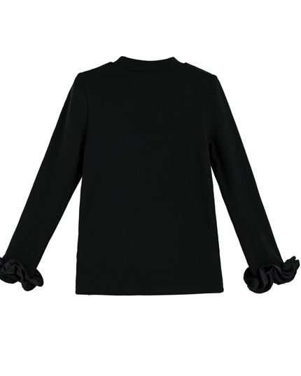 kids atelier tulleen black Top with Satin Ruffle Cuffs