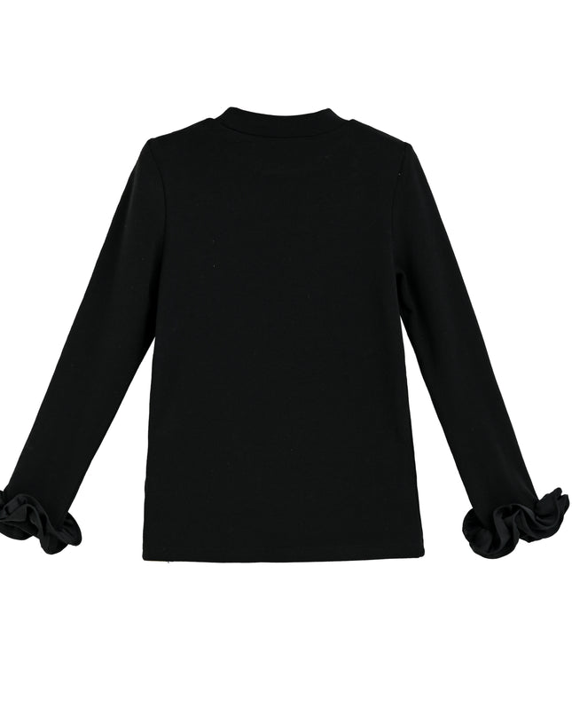 kids atelier tulleen black Top with Satin Ruffle Cuffs