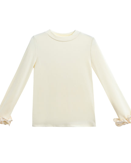 kids atelier tulleen Champagne Top with Satin Ruffle Cuffs