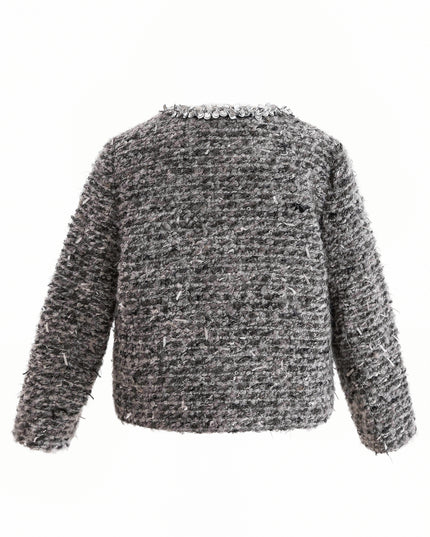kids atelier tulleen Gray Bouclé Jewel-Collar Jacket