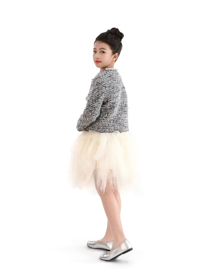 kids atelier tulleen Gray Bouclé Jewel-Collar Jacket