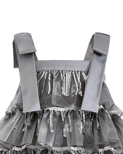 kids atelier tulleen Silver Tiered Ruffle Dress