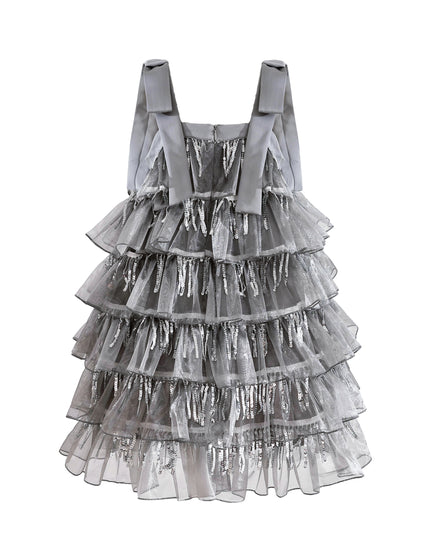 kids atelier tulleen Silver Tiered Ruffle Dress
