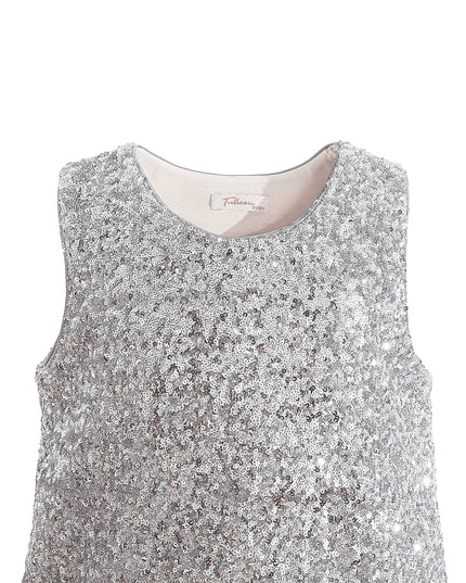 kids atelier tulleen Silver Sequin Feather-Trim Set