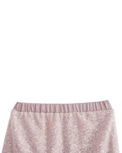 kids atelier tulleen Peach Sequin Feather-Trim Set