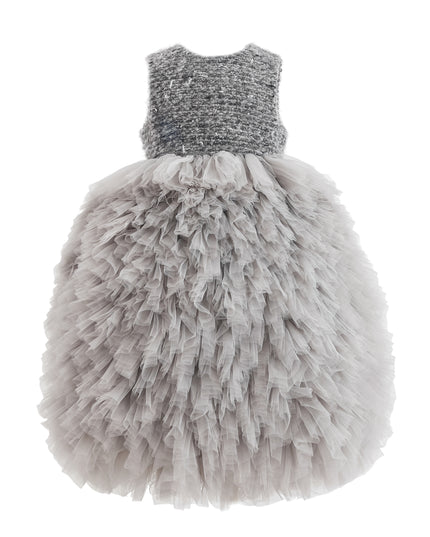 kids atelier tulleen Gray Textured Bodice Tulle Gown