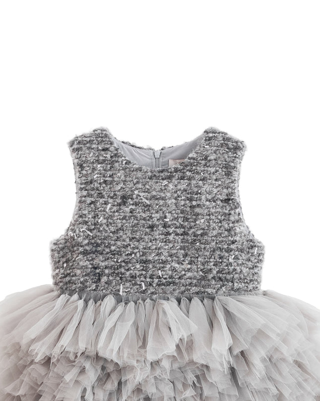 kids atelier tulleen Gray Textured Bodice Tulle Gown