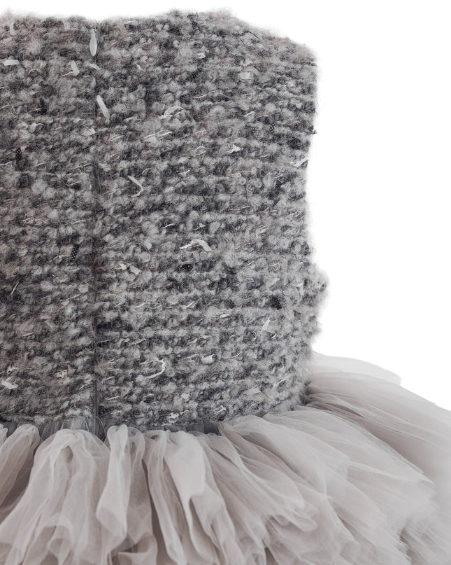 kids atelier tulleen Gray Textured Bodice Tulle Gown