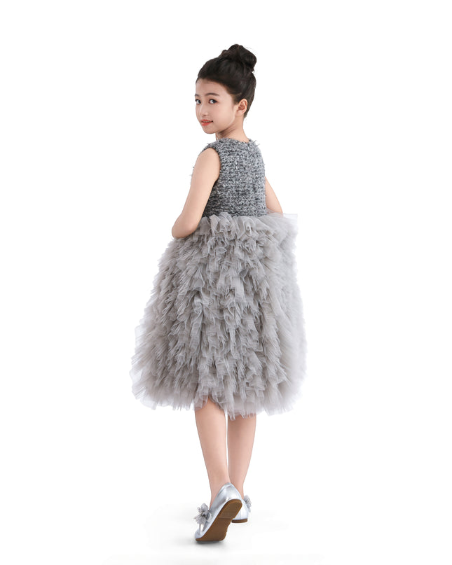 kids atelier tulleen Gray Textured Bodice Tulle Gown
