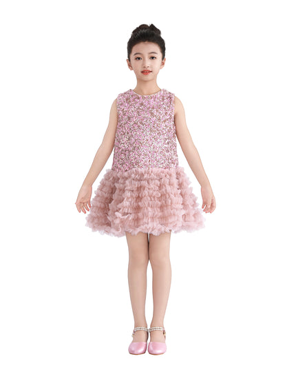 kids atelier tulleen Pink Sequin & Tulle Party Dress