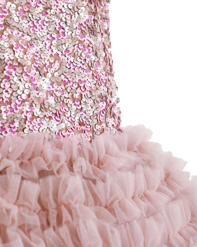 kids atelier tulleen Pink Sparkle Tiered Tulle Dress