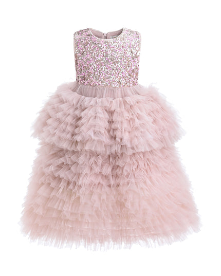 kids atelier tulleen Pink Sparkle Tiered Tulle Dress