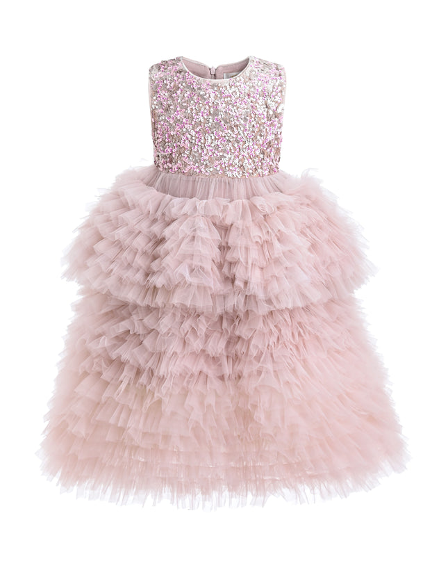 kids atelier tulleen Pink Sparkle Tiered Tulle Dress