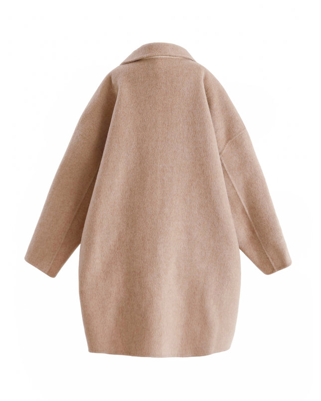 kids atelier tulleen Champagne Wool Coat with Peter Pan Collar