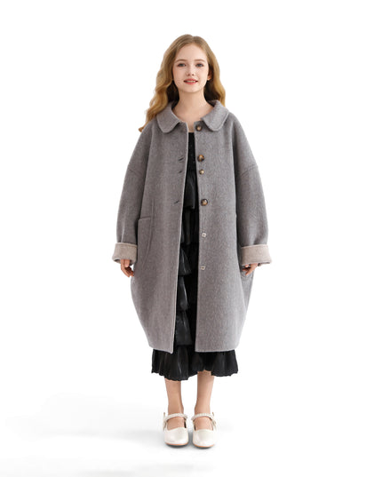 kids atelier tulleen Gray Wool Coat with Peter Pan Collar