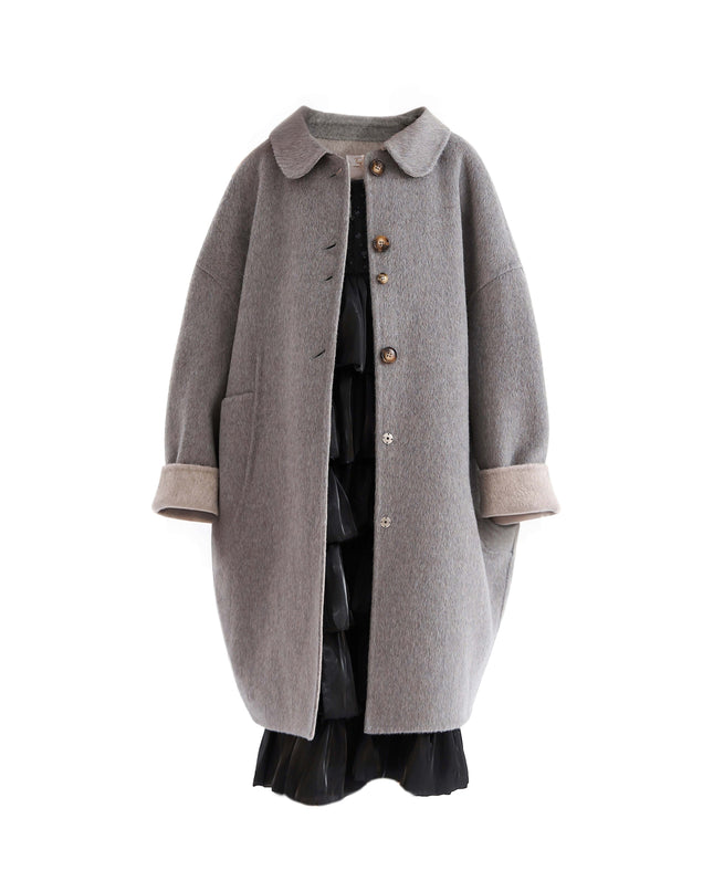 kids atelier tulleen Gray Wool Coat with Peter Pan Collar