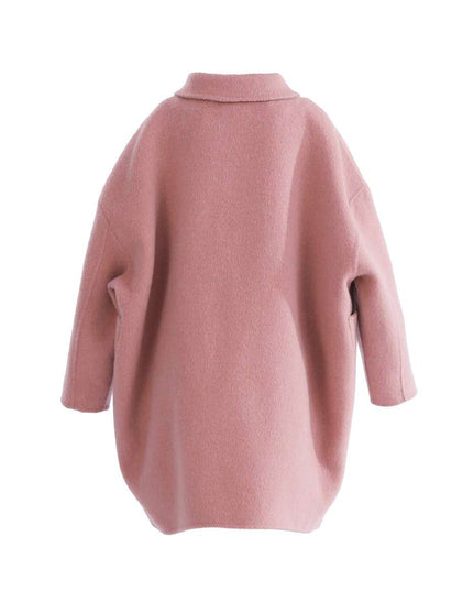kids atelier tulleen Pink Wool Coat with Peter Pan Collar