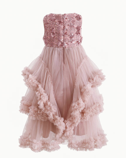 kids atelier tulleen Pink Sequin & Cascading Tulle Gown