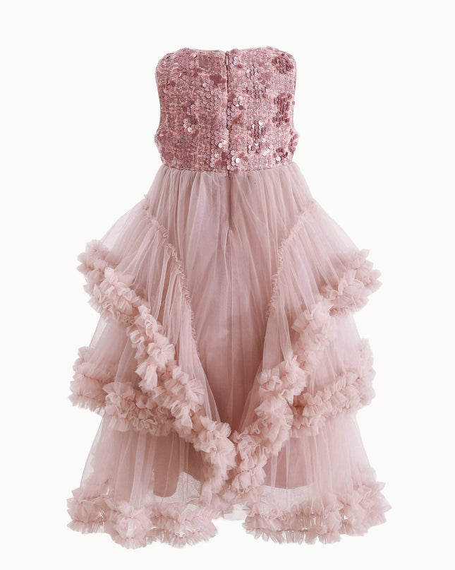 kids atelier tulleen Pink Sequin & Cascading Tulle Gown