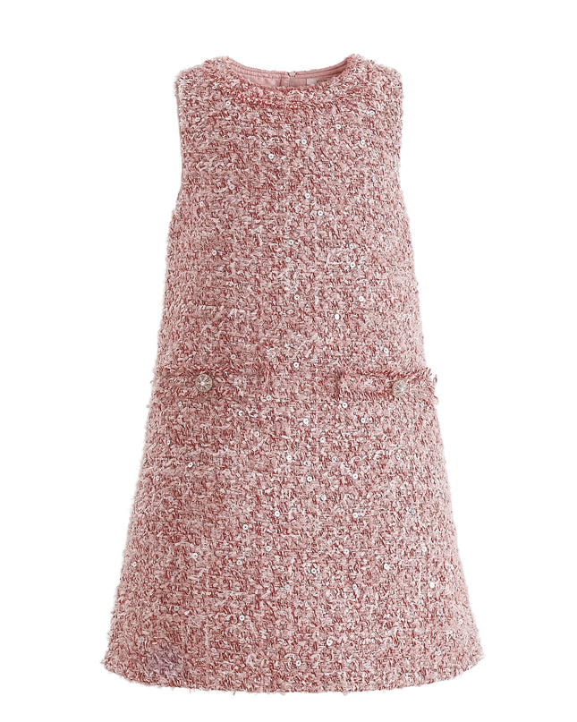 kids atelier tulleen Pink Tweed Sequin Shift Dress