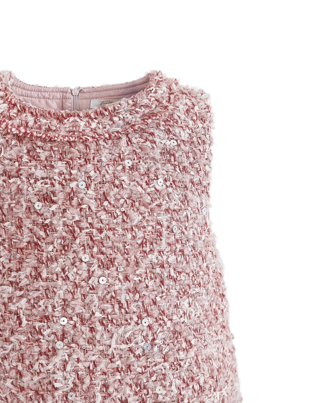 kids atelier tulleen Pink Tweed Sequin Shift Dress