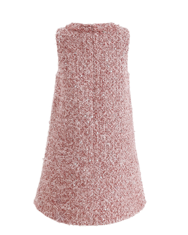 kids atelier tulleen Pink Tweed Sequin Shift Dress