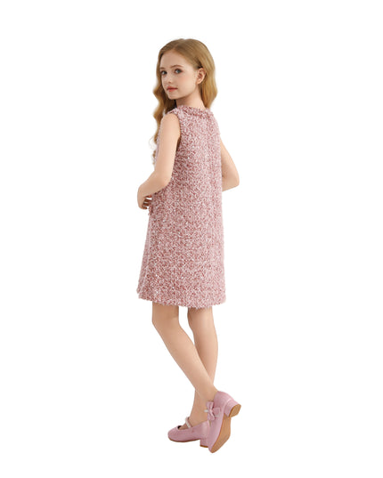 kids atelier tulleen Pink Tweed Sequin Shift Dress