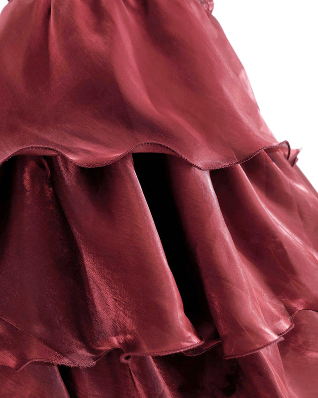 kids atelier tulleen Red Sequin & Tiered Organza Dress