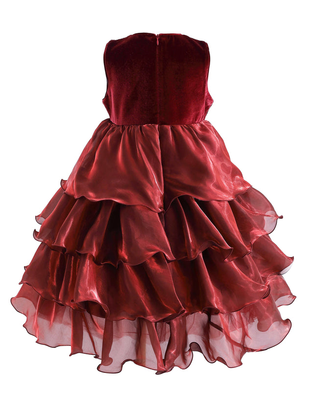 kids atelier tulleen Red Sequin & Tiered Organza Dress