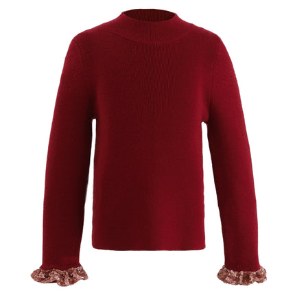kids atelier tulleen Ruby Red Ruffle-Knit Sweater