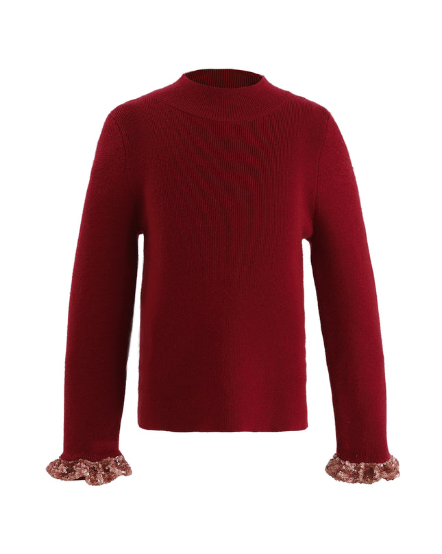 kids atelier tulleen Ruby Red Ruffle-Knit Sweater