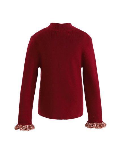 kids atelier tulleen Ruby Red Ruffle-Knit Sweater
