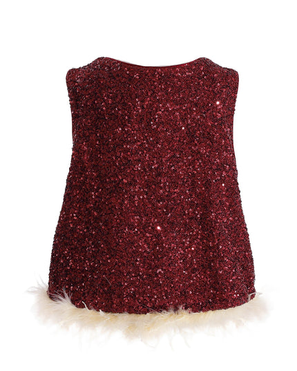 kids atelier tulleen Red Sequin Feather-Trim Set