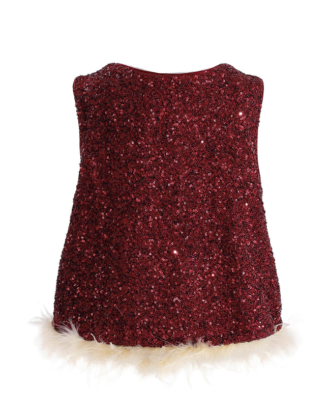 kids atelier tulleen Red Sequin Feather-Trim Set