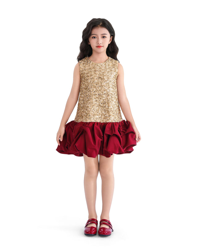 kids atelier tulleen Crimson Ruffles & Golden Gleam
