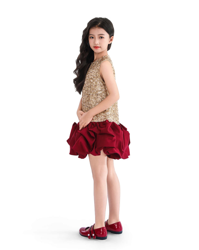 kids atelier tulleen Crimson Ruffles & Golden Gleam