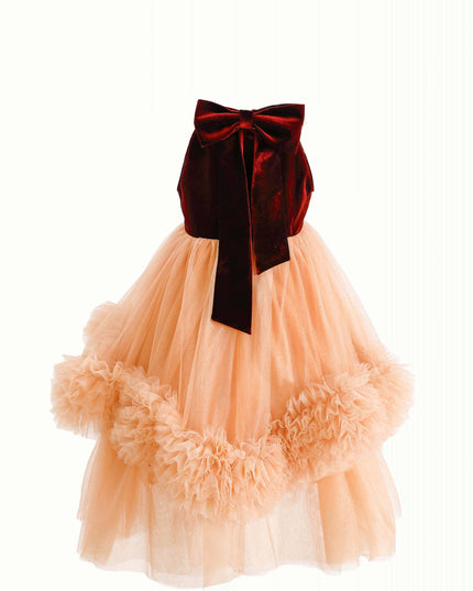 kids atelier tulleen Peach Tulle Pom-Pom Dress