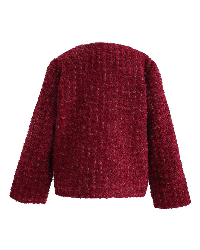 kids atelier tulleen Red Tweed Button-Up Jacket
