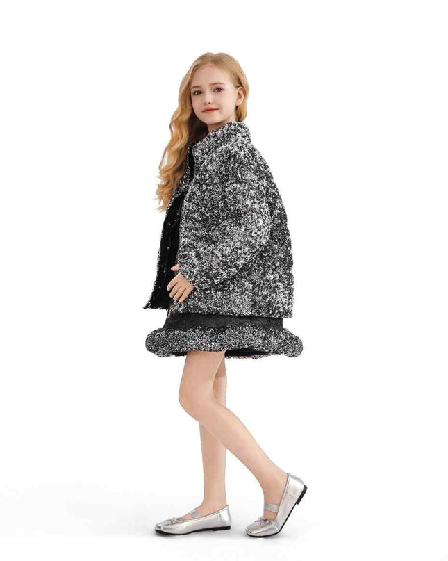 kids atelier tulleen Black Glitter Puffer Jacket