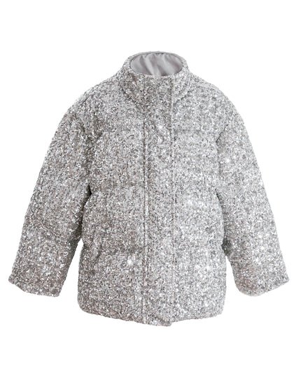 kids atelier tulleen Gray Glitter Puffer Jacket