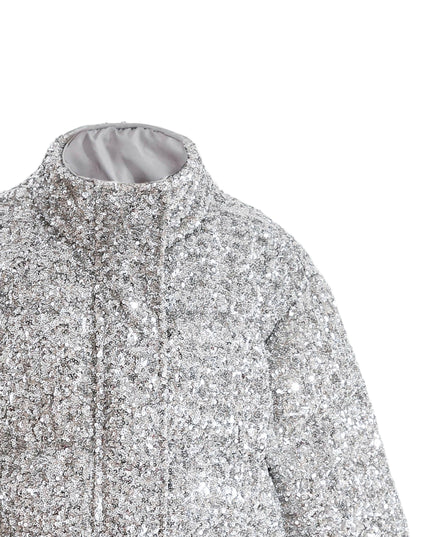 kids atelier tulleen Gray Glitter Puffer Jacket