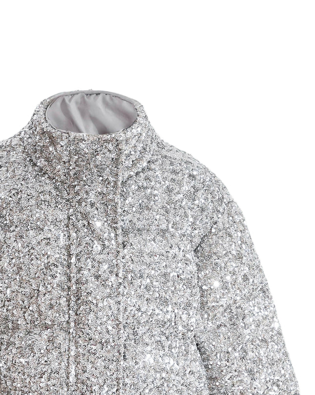 kids atelier tulleen Gray Glitter Puffer Jacket