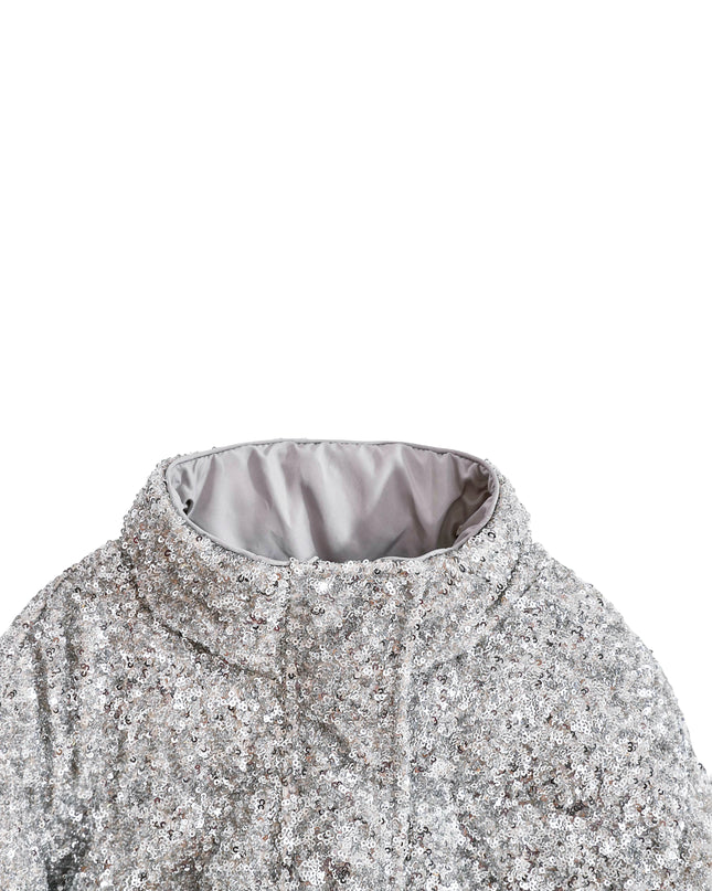kids atelier tulleen Gray Glitter Puffer Jacket