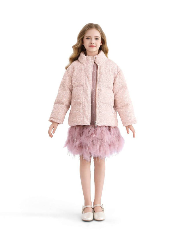 kids atelier tulleen Pink Glitter Puffer Jacket