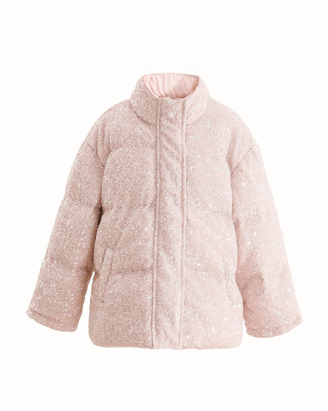 kids atelier tulleen Pink Glitter Puffer Jacket