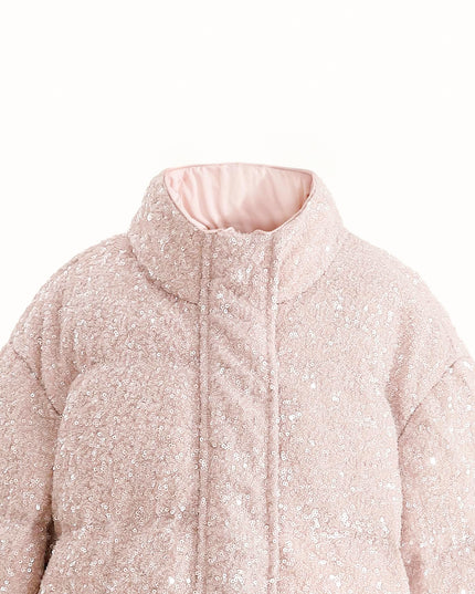 kids atelier tulleen Pink Glitter Puffer Jacket