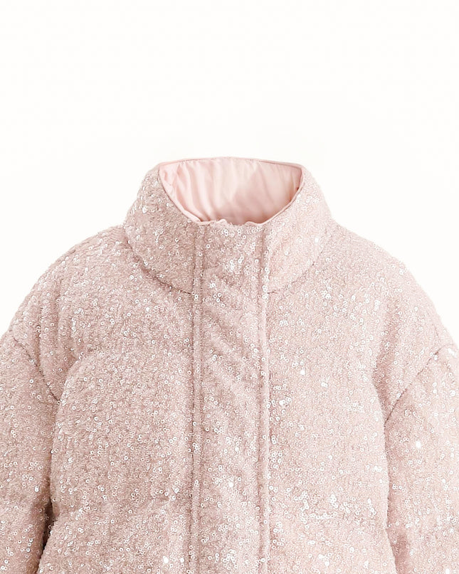 kids atelier tulleen Pink Glitter Puffer Jacket