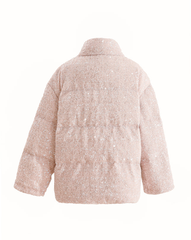 kids atelier tulleen Pink Glitter Puffer Jacket