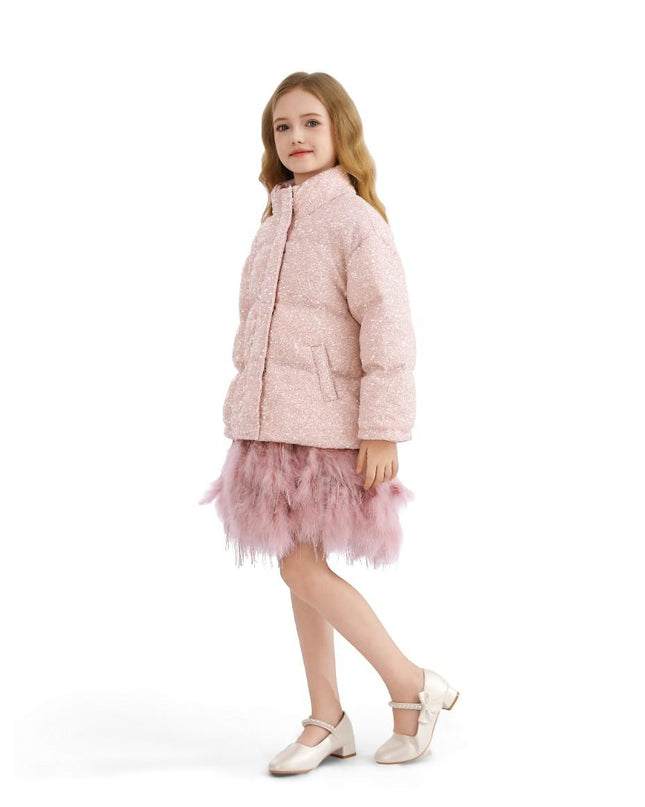 kids atelier tulleen Pink Glitter Puffer Jacket