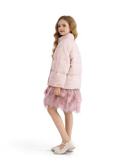 kids atelier tulleen Pink Glitter Puffer Jacket